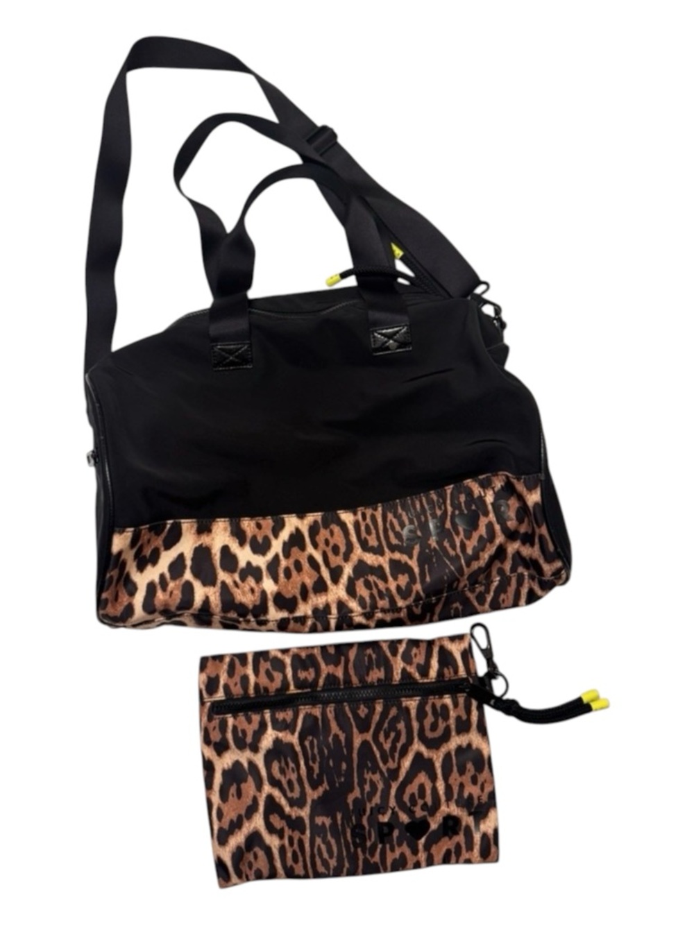 Juicy Couture Sport Duffle Bag And Matching Accessories Pouch Leopard Gym Tote